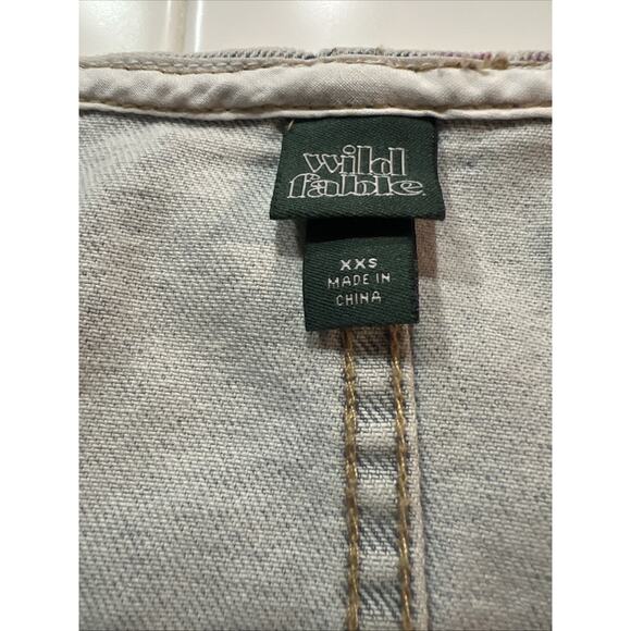 Wild Fable Denim Vest Tank Cropped Light Wash Floral Print Women's XXS - Picture 6 of 7